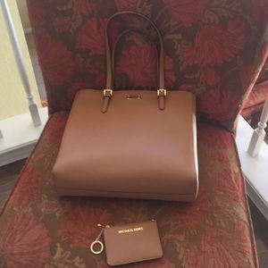 MK  auth Jet Set travel tote coin pouch ID Leather